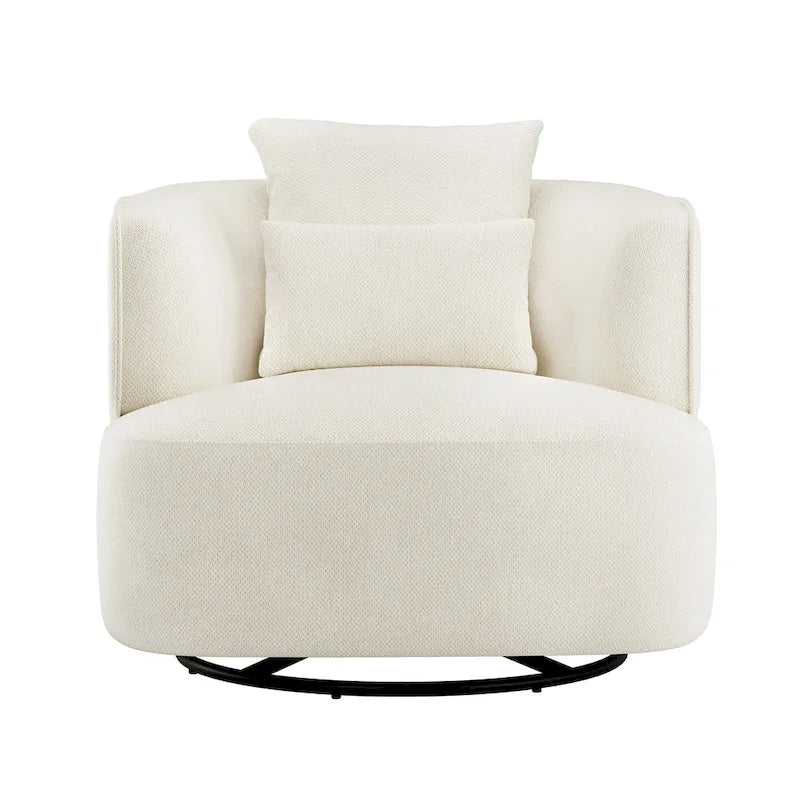 Fauteuil d'appoint pivotant en tissu mélangé, fauteuil de salon moderne en forme de tonneau - 32,7 L x 32,7 P x 26,8 H