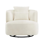 Fauteuil d'appoint pivotant en tissu mélangé, fauteuil de salon moderne en forme de tonneau - 32,7 L x 32,7 P x 26,8 H