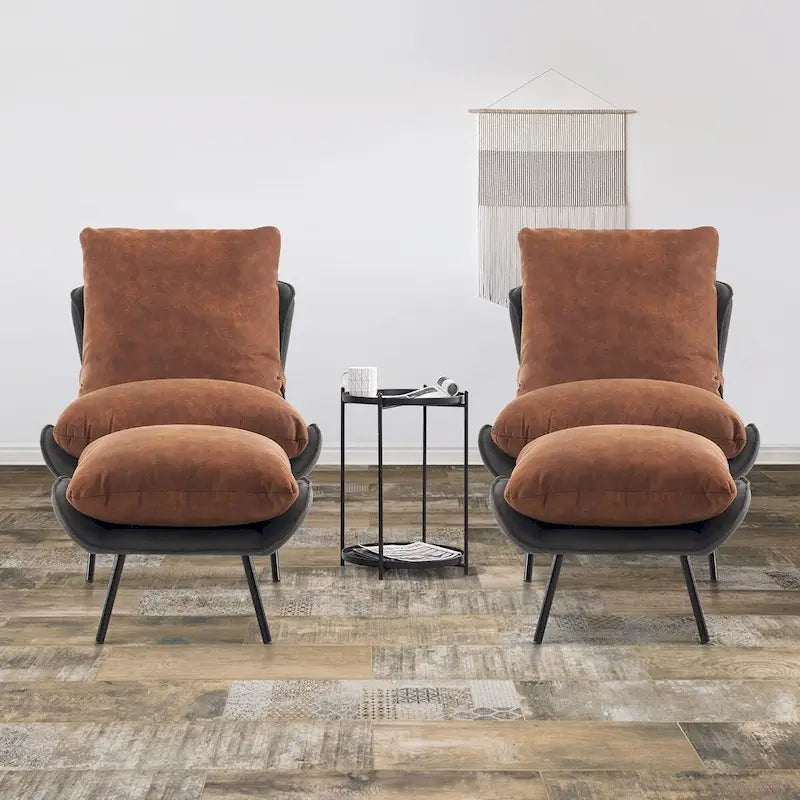 Fauteuil d'appoint Leathaire avec pouf