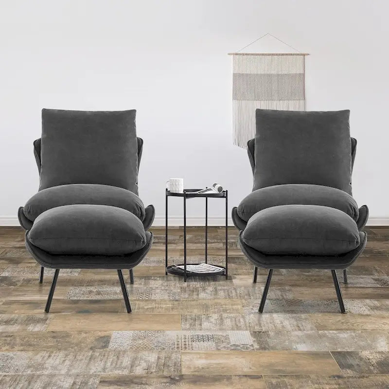 Fauteuil d'appoint Leathaire avec pouf
