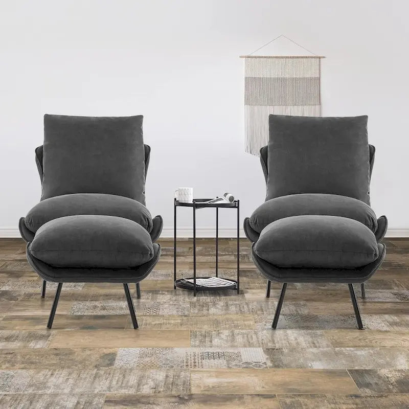 Fauteuil d'appoint Leathaire avec pouf