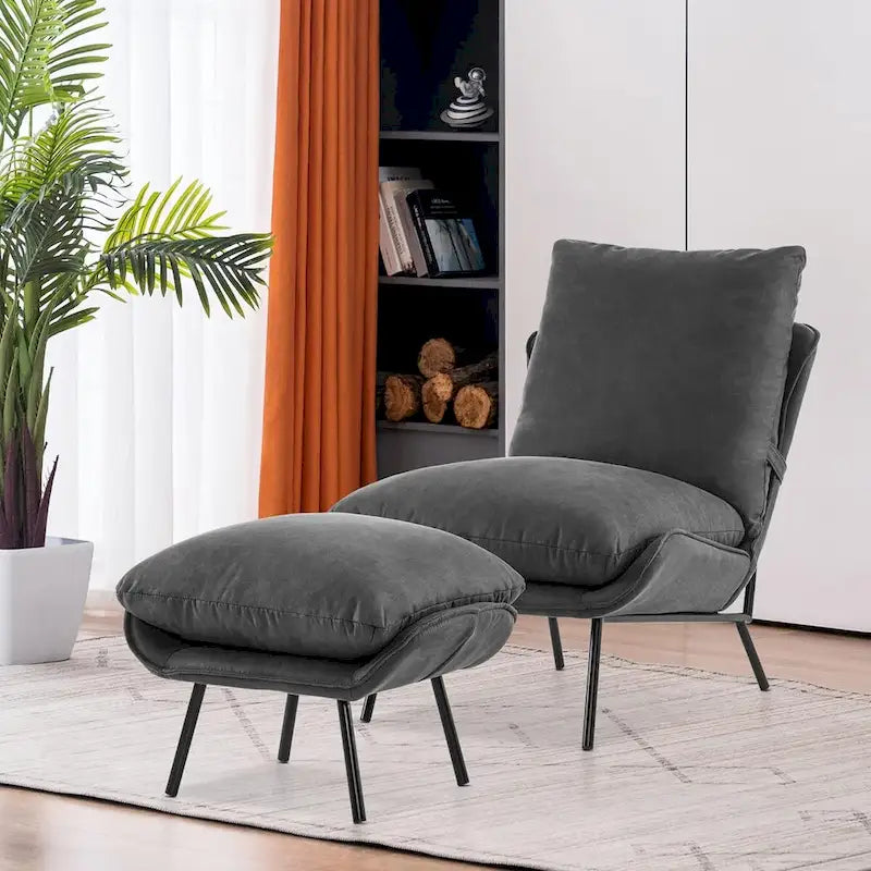 Fauteuil d'appoint Leathaire avec pouf