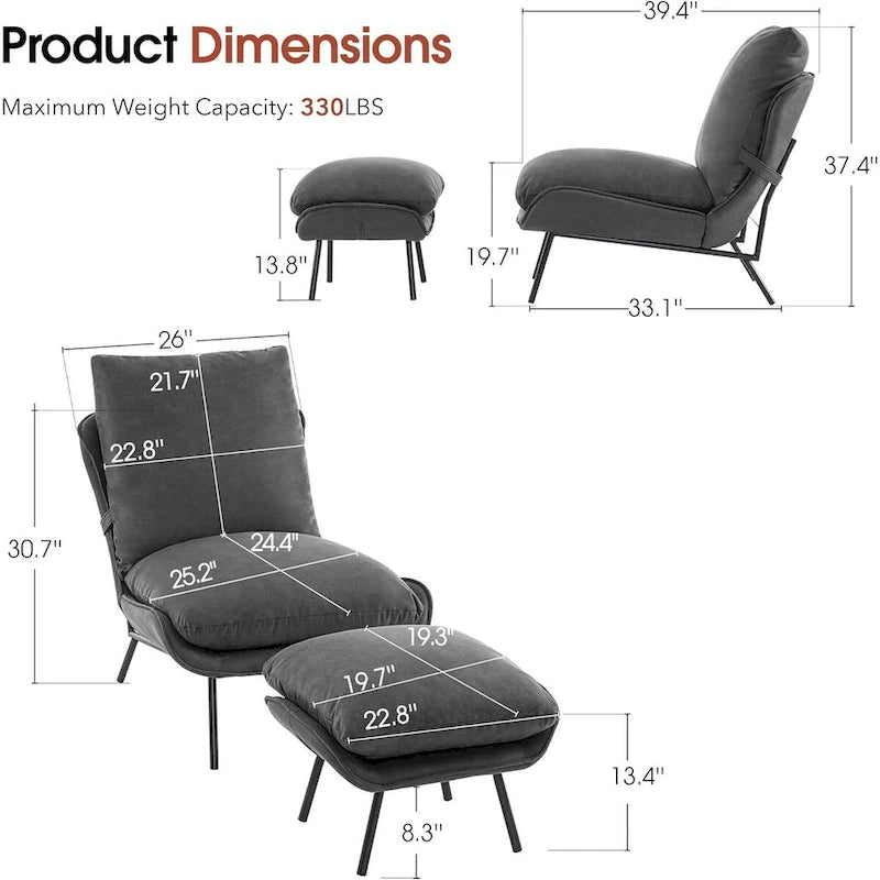 Fauteuil d'appoint Leathaire avec pouf