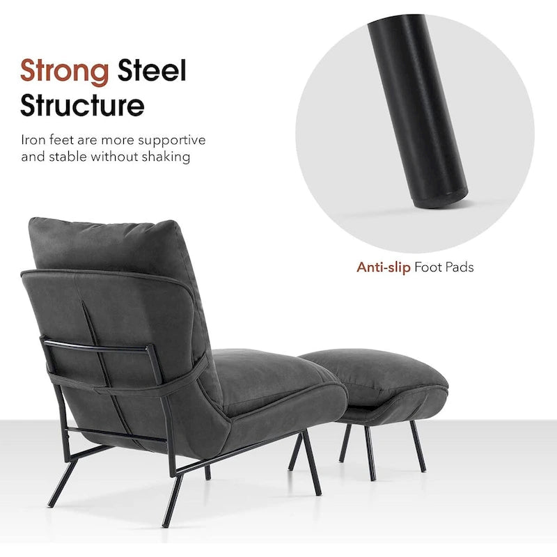 Fauteuil d'appoint Leathaire avec pouf