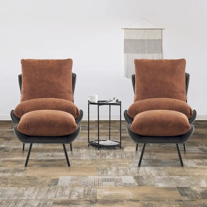Fauteuil d'appoint Leathaire avec pouf