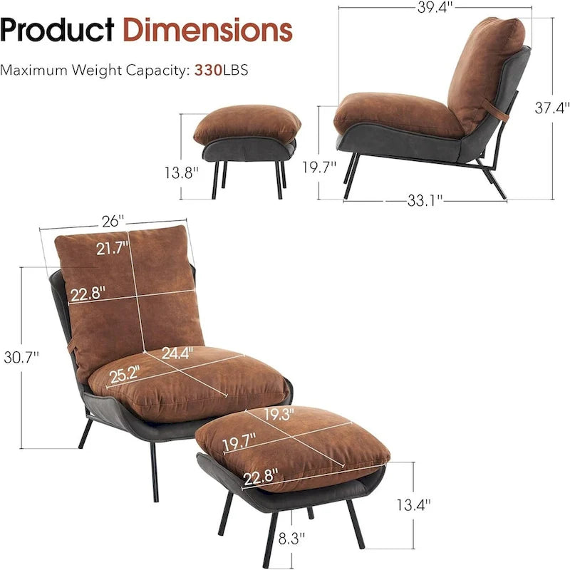 Fauteuil d'appoint Leathaire avec pouf
