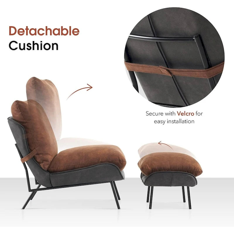 Fauteuil d'appoint Leathaire avec pouf