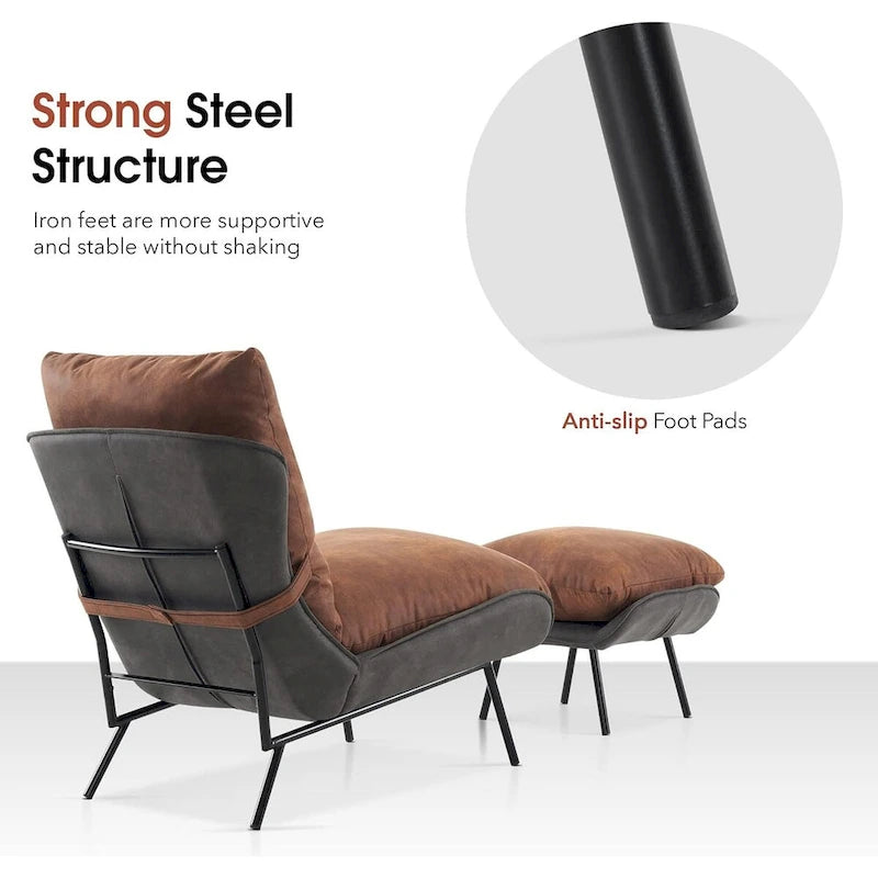 Fauteuil d'appoint Leathaire avec pouf