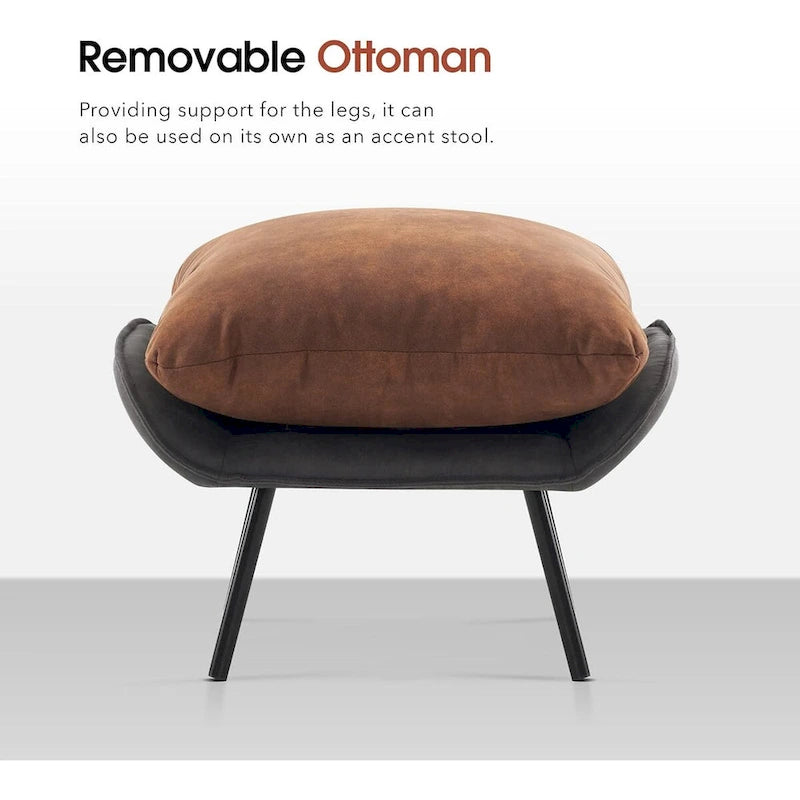 Fauteuil d'appoint Leathaire avec pouf