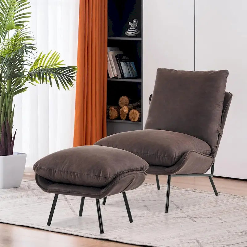 Fauteuil d'appoint Leathaire avec pouf