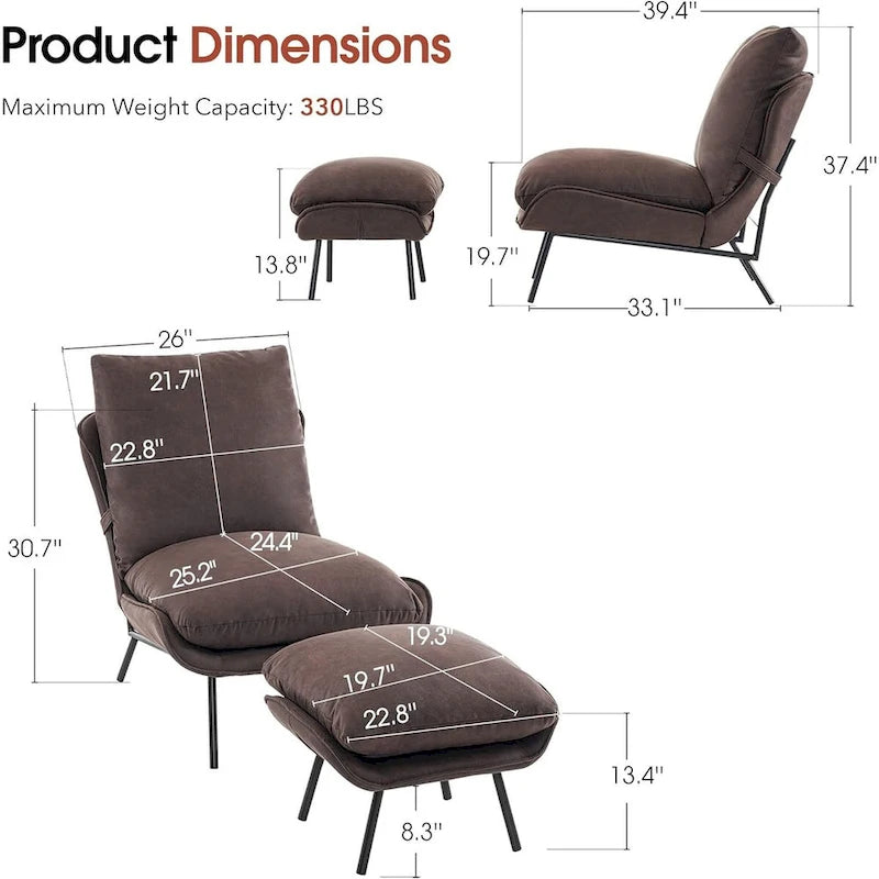 Fauteuil d'appoint Leathaire avec pouf