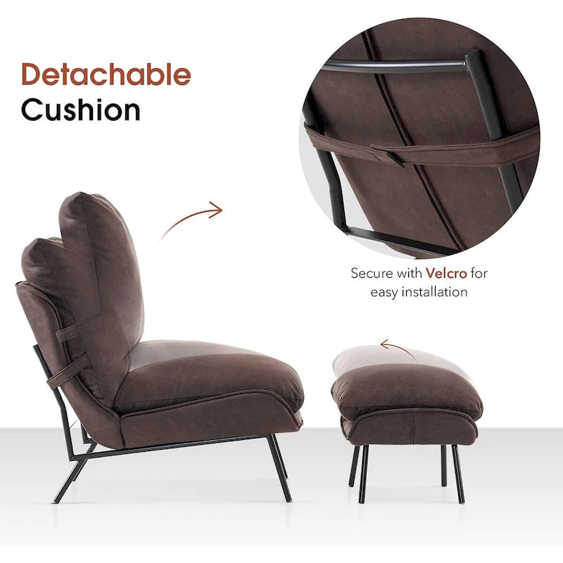 Fauteuil d'appoint Leathaire avec pouf
