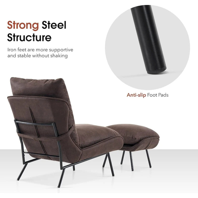 Fauteuil d'appoint Leathaire avec pouf