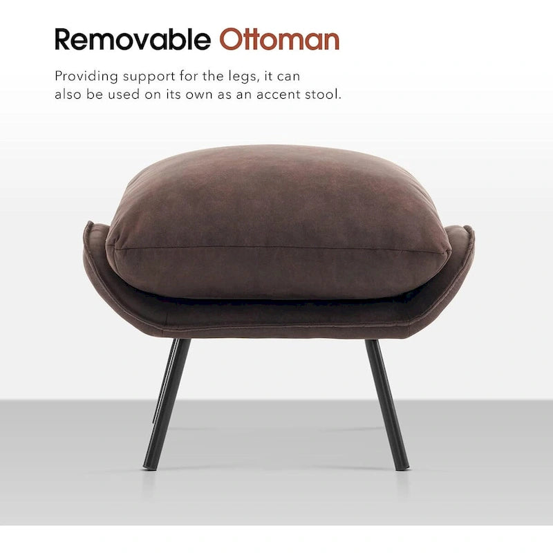 Fauteuil d'appoint Leathaire avec pouf