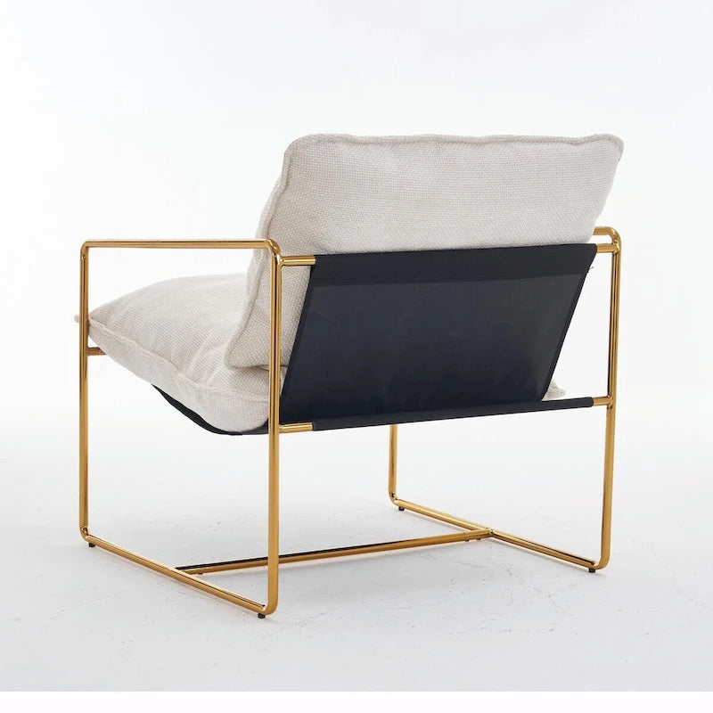 Fauteuils suspendus rembourrés avec pochettes latérales, structure métallique