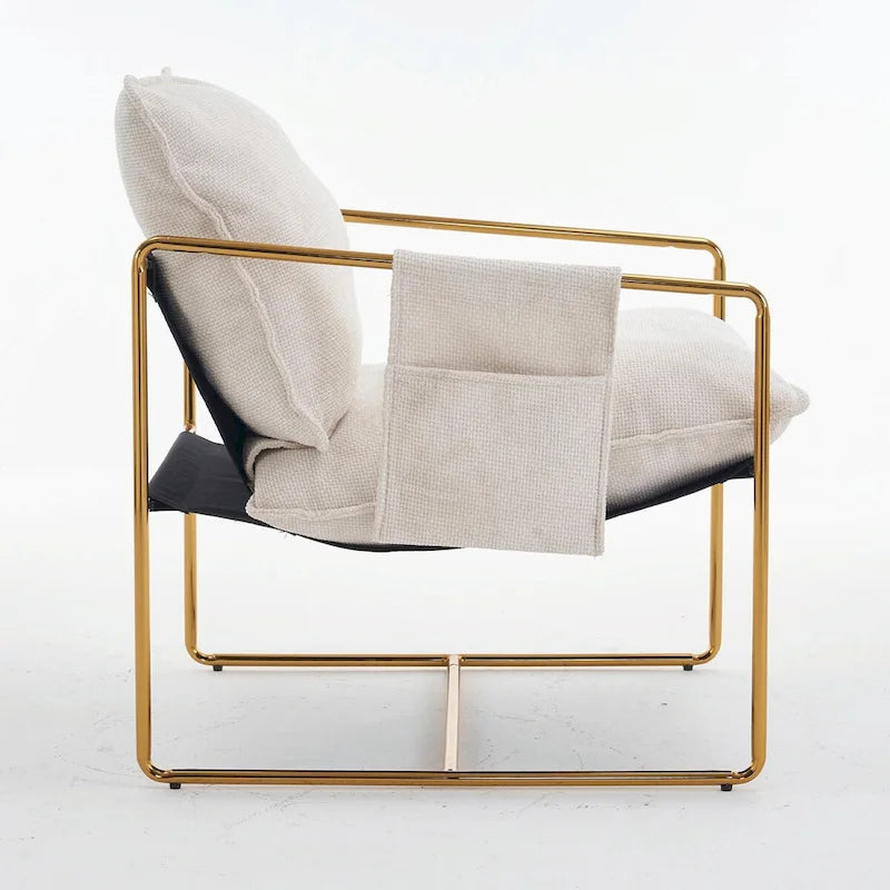 Fauteuils suspendus rembourrés avec pochettes latérales, structure métallique