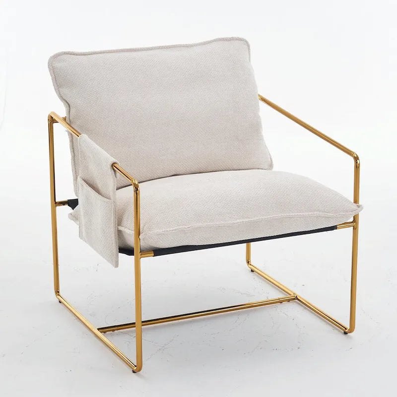 Fauteuils suspendus rembourrés avec pochettes latérales, structure métallique
