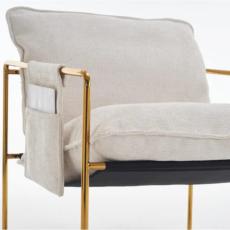 Fauteuils suspendus rembourrés avec pochettes latérales, structure métallique