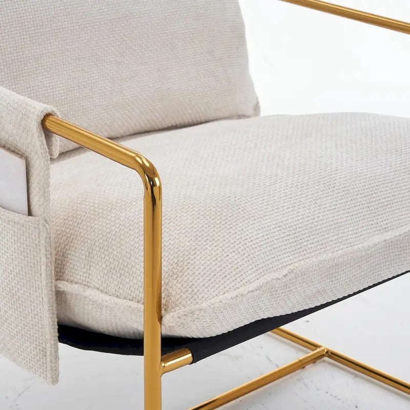 Fauteuils suspendus rembourrés avec pochettes latérales, structure métallique