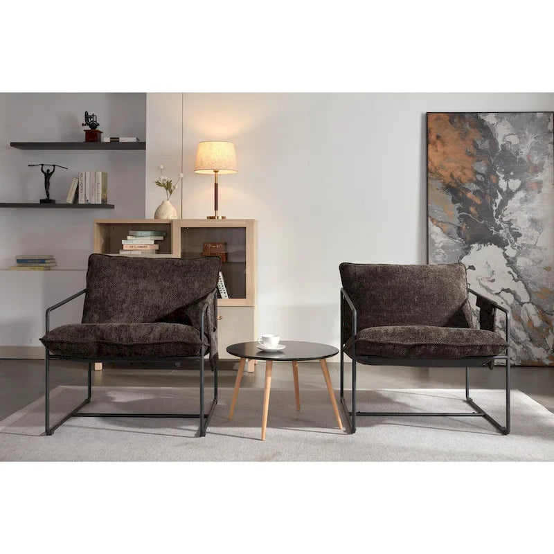 Fauteuils suspendus rembourrés avec pochettes latérales, structure métallique