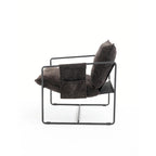 Fauteuils suspendus rembourrés avec pochettes latérales, structure métallique