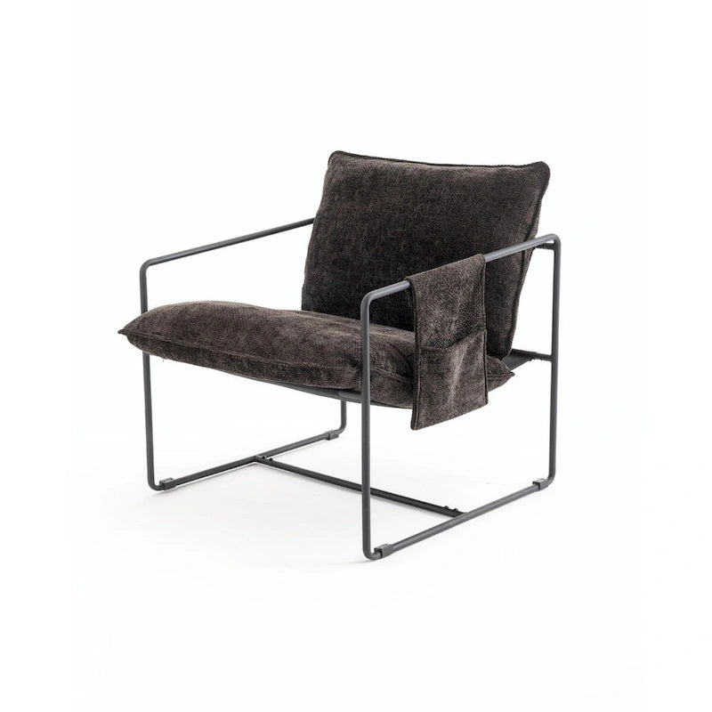 Fauteuils suspendus rembourrés avec pochettes latérales, structure métallique