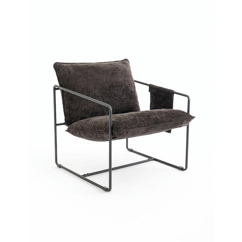 Fauteuils suspendus rembourrés avec pochettes latérales, structure métallique