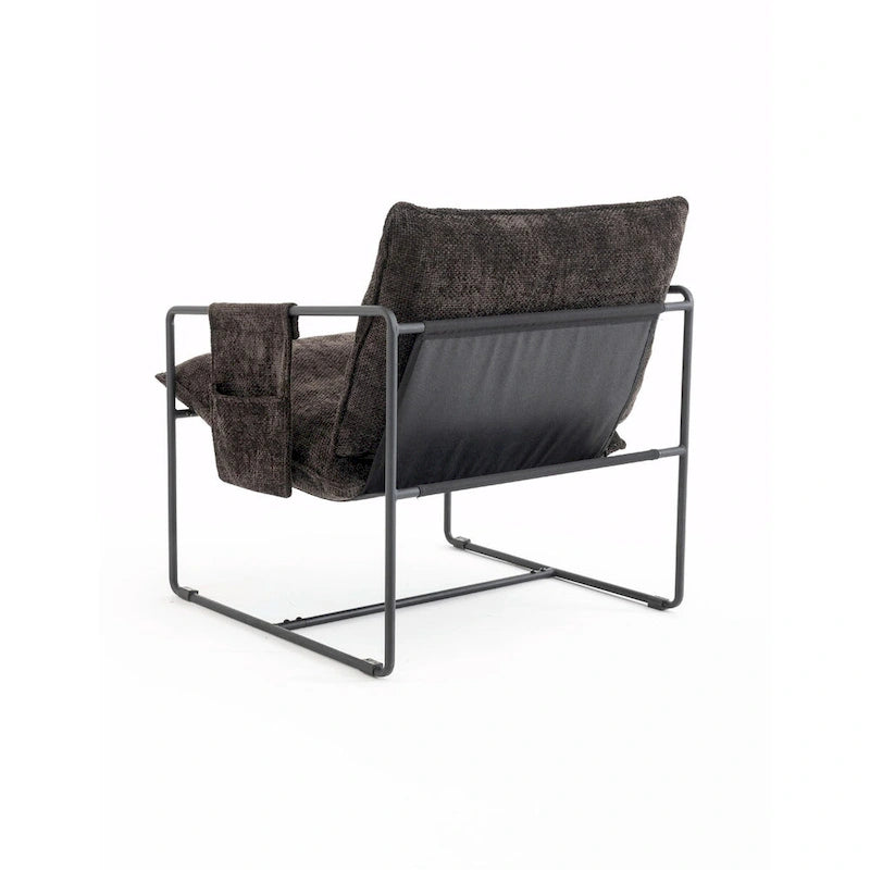Fauteuils suspendus rembourrés avec pochettes latérales, structure métallique