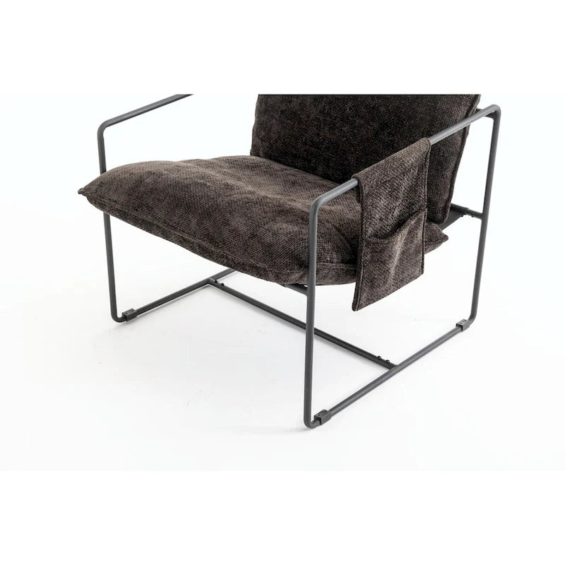 Fauteuils suspendus rembourrés avec pochettes latérales, structure métallique