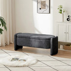 Banc de rangement ottoman ovale 3D en tissu polaire d'agneau, avec grand espace de rangement pour le salon, l'entrée et la chambre à coucher