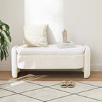 Banc de rangement ottoman ovale 3D en tissu polaire d'agneau, avec grand espace de rangement pour le salon, l'entrée et la chambre à coucher