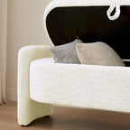 Banc de rangement ottoman ovale 3D en tissu polaire d'agneau, avec grand espace de rangement pour le salon, l'entrée et la chambre à coucher