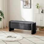 Banc de rangement ottoman ovale 3D en tissu polaire d'agneau, avec grand espace de rangement pour le salon, l'entrée et la chambre à coucher