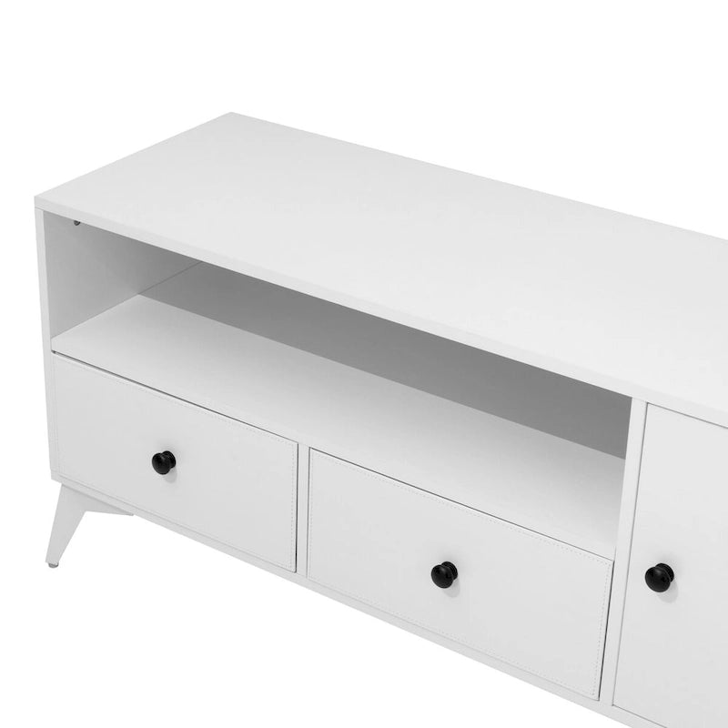 Meuble TV avec rangement multimédia ouvert et lumière LED RGB