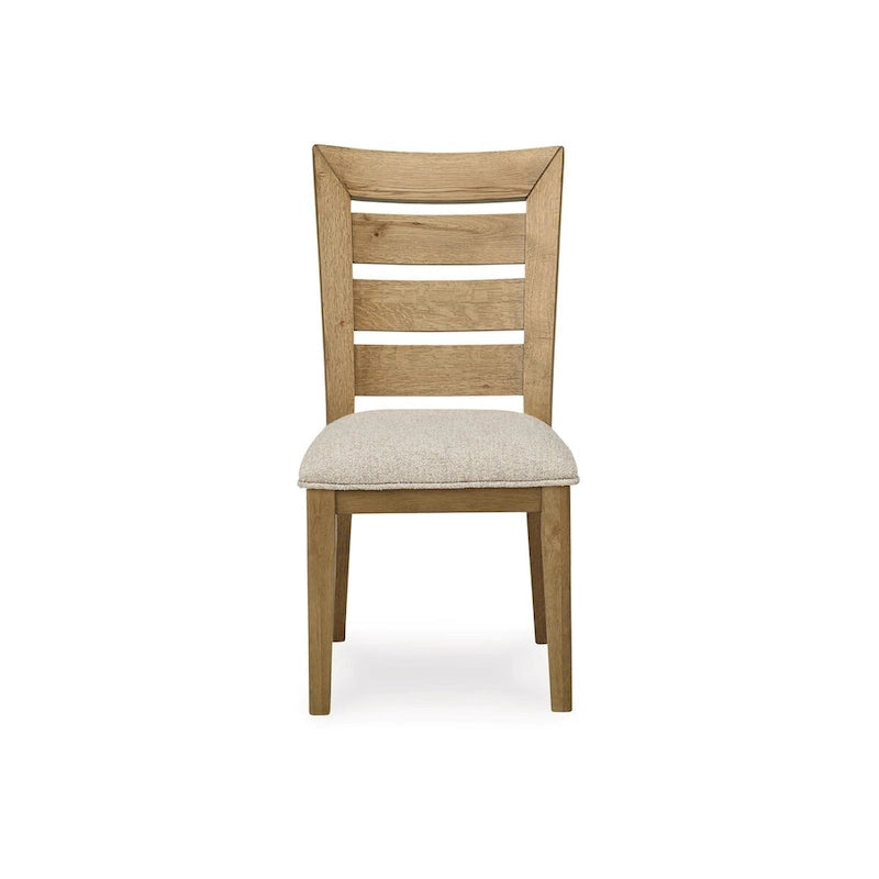 Chaise de salle à manger de 24 pouces, rembourrée, dossier incurvé en échelle, marron