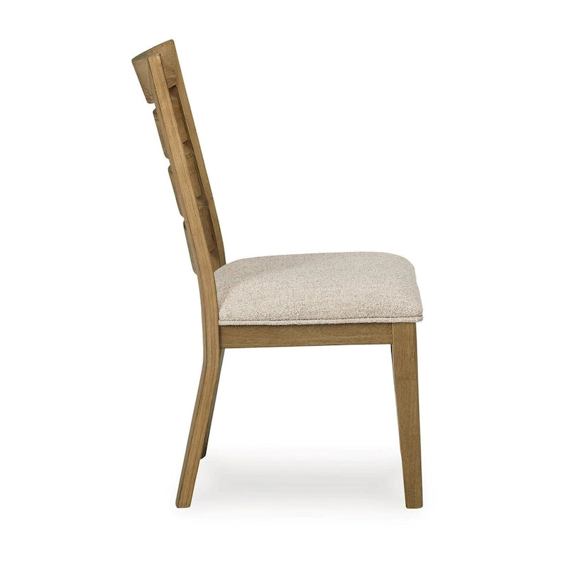 Chaise de salle à manger de 24 pouces, rembourrée, dossier incurvé en échelle, marron