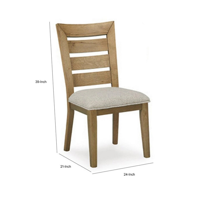 Chaise de salle à manger de 24 pouces, rembourrée, dossier incurvé en échelle, marron
