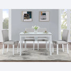 Table de salle à manger en bois avec plateau rectangulaire et 4 chaises rembourrées