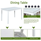 Table de salle à manger en bois avec plateau rectangulaire et 4 chaises rembourrées