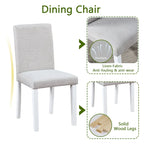 Table de salle à manger en bois avec plateau rectangulaire et 4 chaises rembourrées