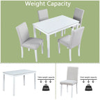Table de salle à manger en bois avec plateau rectangulaire et 4 chaises rembourrées