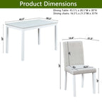 Table de salle à manger en bois avec plateau rectangulaire et 4 chaises rembourrées