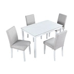 Table de salle à manger en bois avec plateau rectangulaire et 4 chaises rembourrées