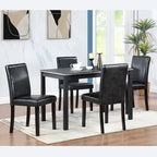 Table de salle à manger en bois avec plateau rectangulaire et 4 chaises rembourrées