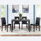 Table de salle à manger en bois avec plateau rectangulaire et 4 chaises rembourrées