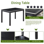 Table de salle à manger en bois avec plateau rectangulaire et 4 chaises rembourrées