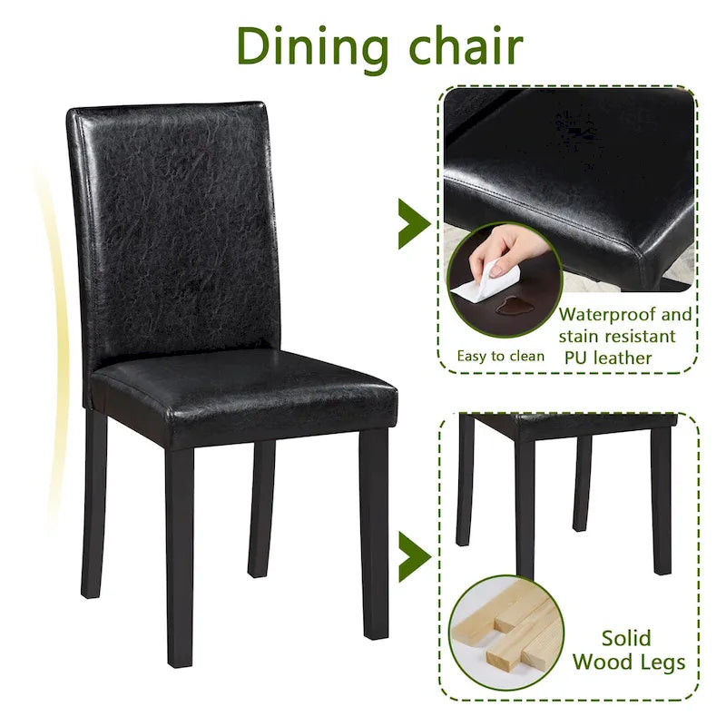 Table de salle à manger en bois avec plateau rectangulaire et 4 chaises rembourrées