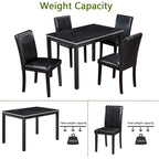 Table de salle à manger en bois avec plateau rectangulaire et 4 chaises rembourrées