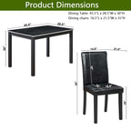 Table de salle à manger en bois avec plateau rectangulaire et 4 chaises rembourrées