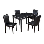 Table de salle à manger en bois avec plateau rectangulaire et 4 chaises rembourrées
